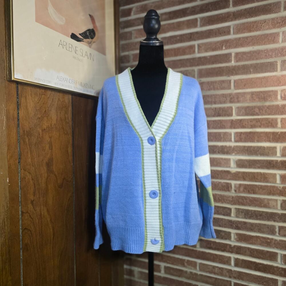 MM By My Michelle V-Neck Colorblock Knit Cardigan Sweater